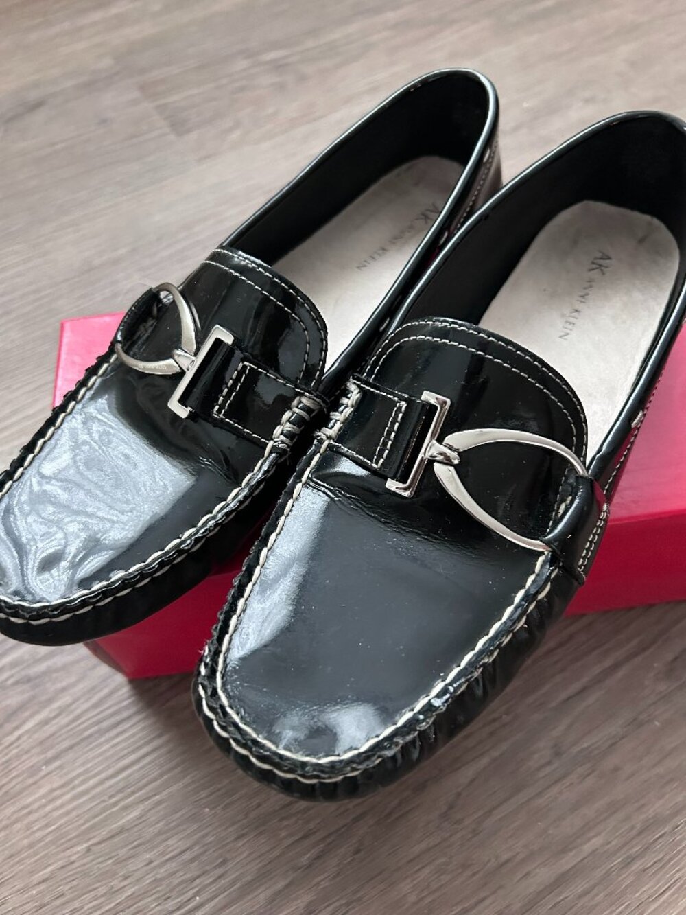 Anne Klein KK Davis Black Patent Loafer Shoes